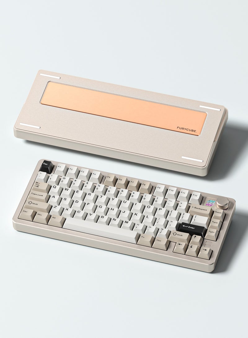 F75 Wireless Aluminum Mechanical Keyboard, Tri-Mode BT5.0/2.4GHz/USB-C Hot Swappable Custom Keyboard, Gasket Structure, RGB Backlit Gaming Keyboard for PC/Tablet/PS/Xbox, Dawn Gold - Image 2