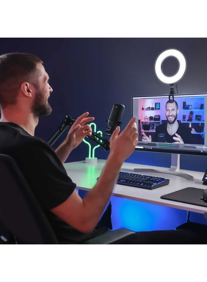 6 Inch Small Fill Light Computer Video Conference Rgb Ring Clip Network Teaching Notebook Led Live Light-Light Source Color:6 Inch RGB Colorful Desktop Live Light (lock)  - Image 4