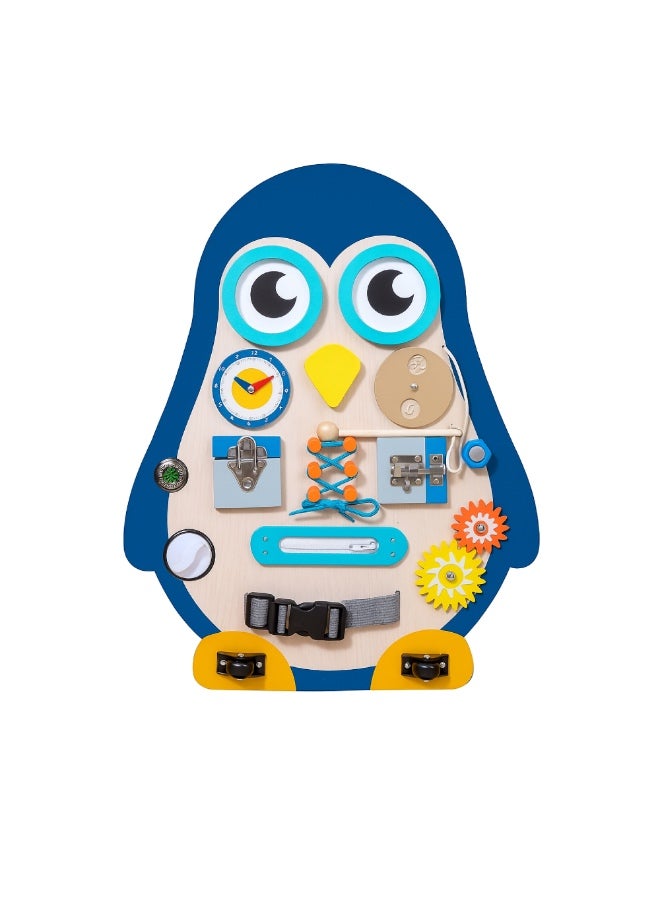 Factory Price سعر المصنع لوح مشغول خشبي على شكل بطريق 14 في 1 للأطفال الصغار – لعبة مركز النشاط مونتيسوري - Image 1