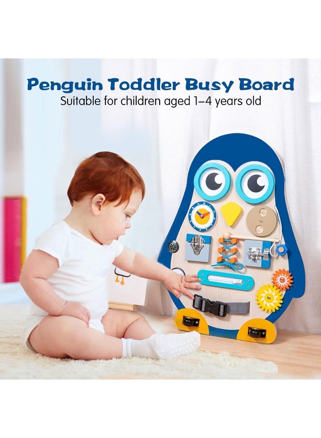 Factory Price سعر المصنع لوح مشغول خشبي على شكل بطريق 14 في 1 للأطفال الصغار – لعبة مركز النشاط مونتيسوري - Image 2