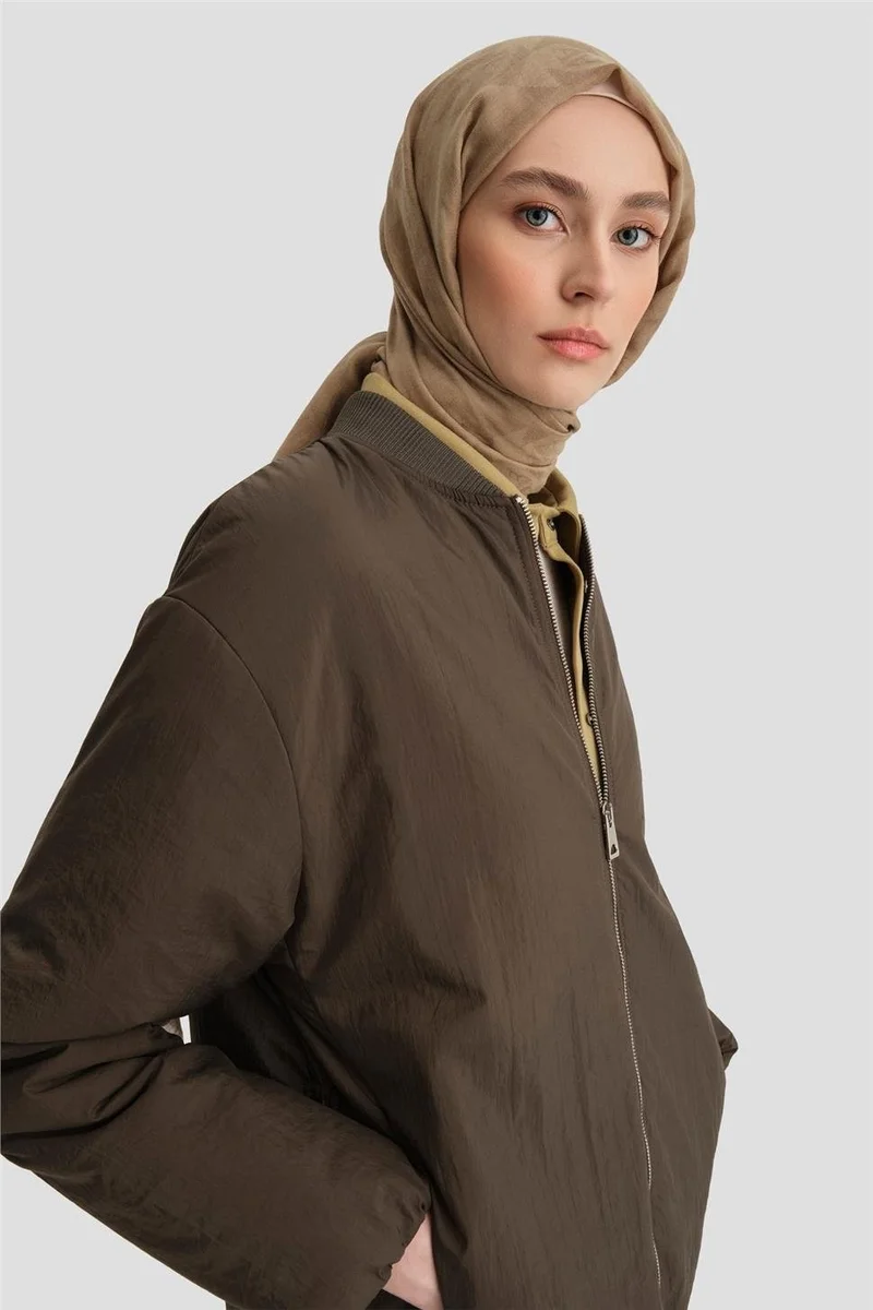 ARMINE جاكيت بومبر بياقة مضلعة 24KD7522 كاكي