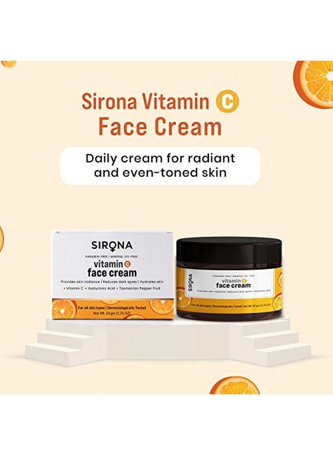 Sirona Vitamin C Face Cream For Men & Women 50 Gm ; Daily Cream For Radiant & Even Toned Skin ; Moisturizer For Face Provides Skin Radiance & Reduces Dark Spots - Image 3