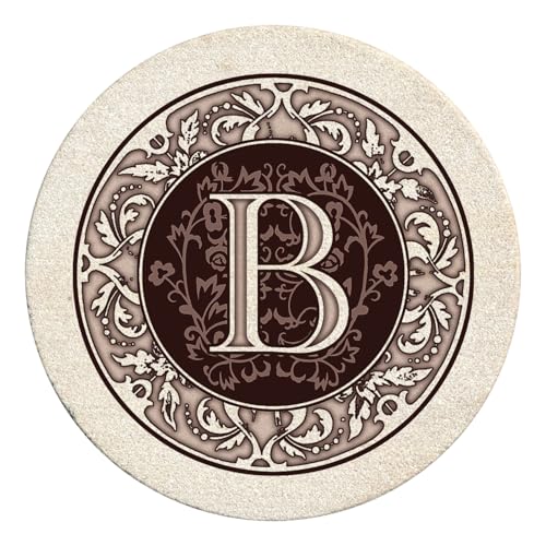 Thirstystone Monogram Letter B Absorbent Sandstone Coaster 4-Pack Made in The USA Decorative, Absorbent, Easily Wipes Clean - Image 1