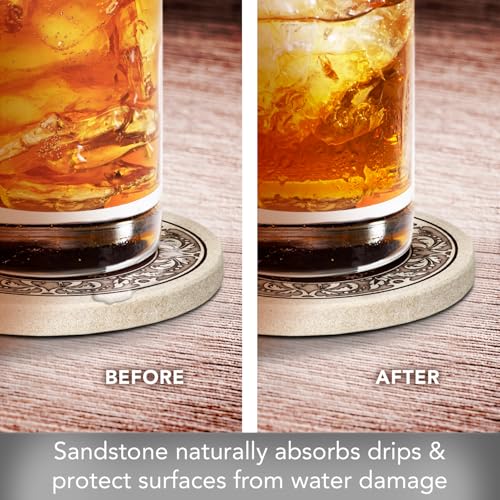 Thirstystone Monogram Letter B Absorbent Sandstone Coaster 4-Pack Made in The USA Decorative, Absorbent, Easily Wipes Clean - Image 5