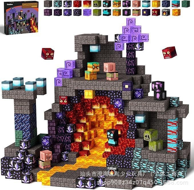 Magnetic Building Blocks Ghost Series Set - Build Your Own Block World - 100+  Pieces