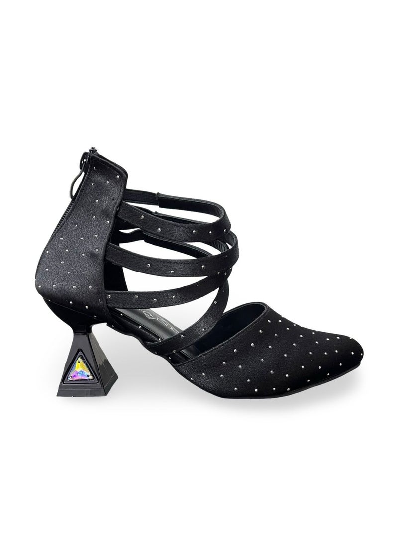 Vbranda - Elegant and attractive, made of soft black fabric decorated with a light shine C-62-BLACK - Image 1