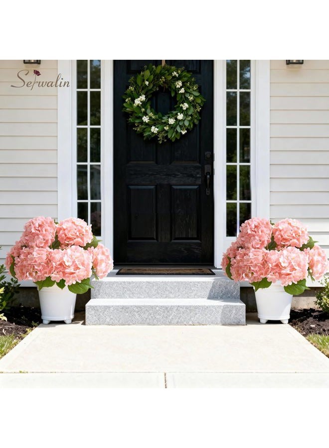 Serwalin 𝟱𝙋𝘾𝙎 3D Real Touch Hydrangea Artificial Flowers, 21in Pink Realistic Latex Fake Hydrangea Flowers for Wedding Party Office Home Decor(Pink) - Image 5