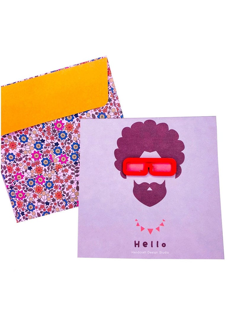 Greeting Card for Him with 3D Wooden Embellishment and Coloured Envelope 10cm