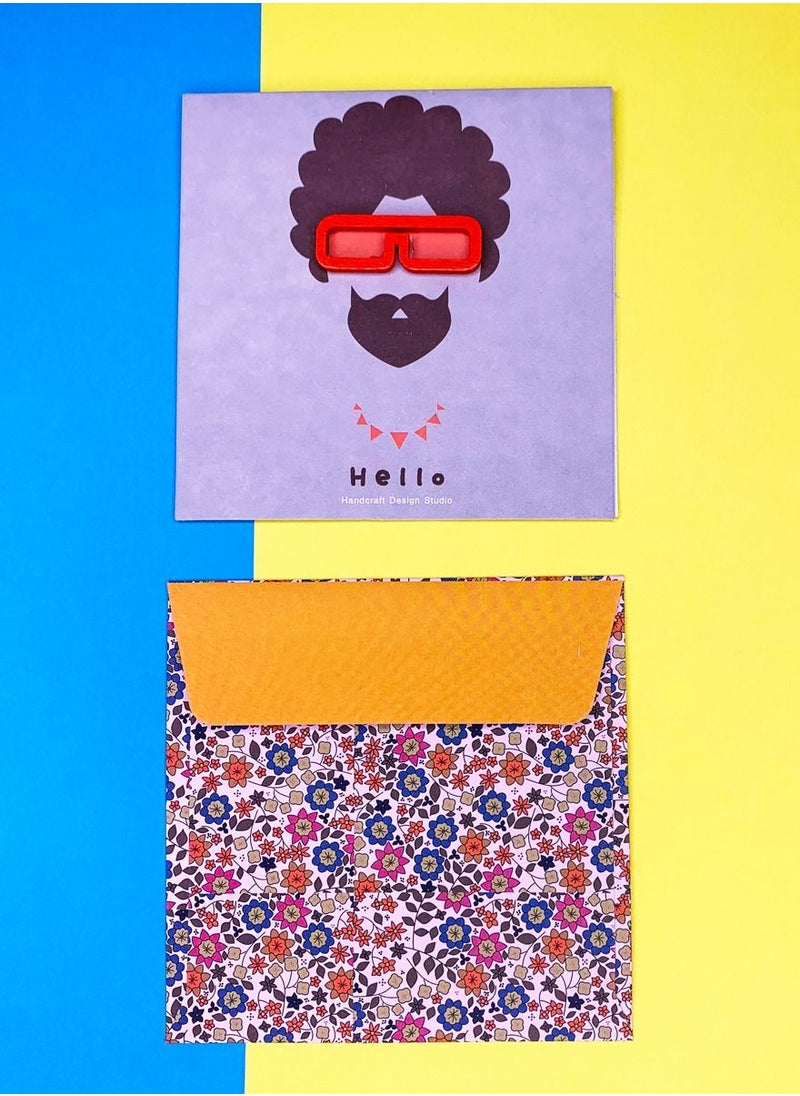 Greeting Card for Him with 3D Wooden Embellishment and Coloured Envelope 10cm