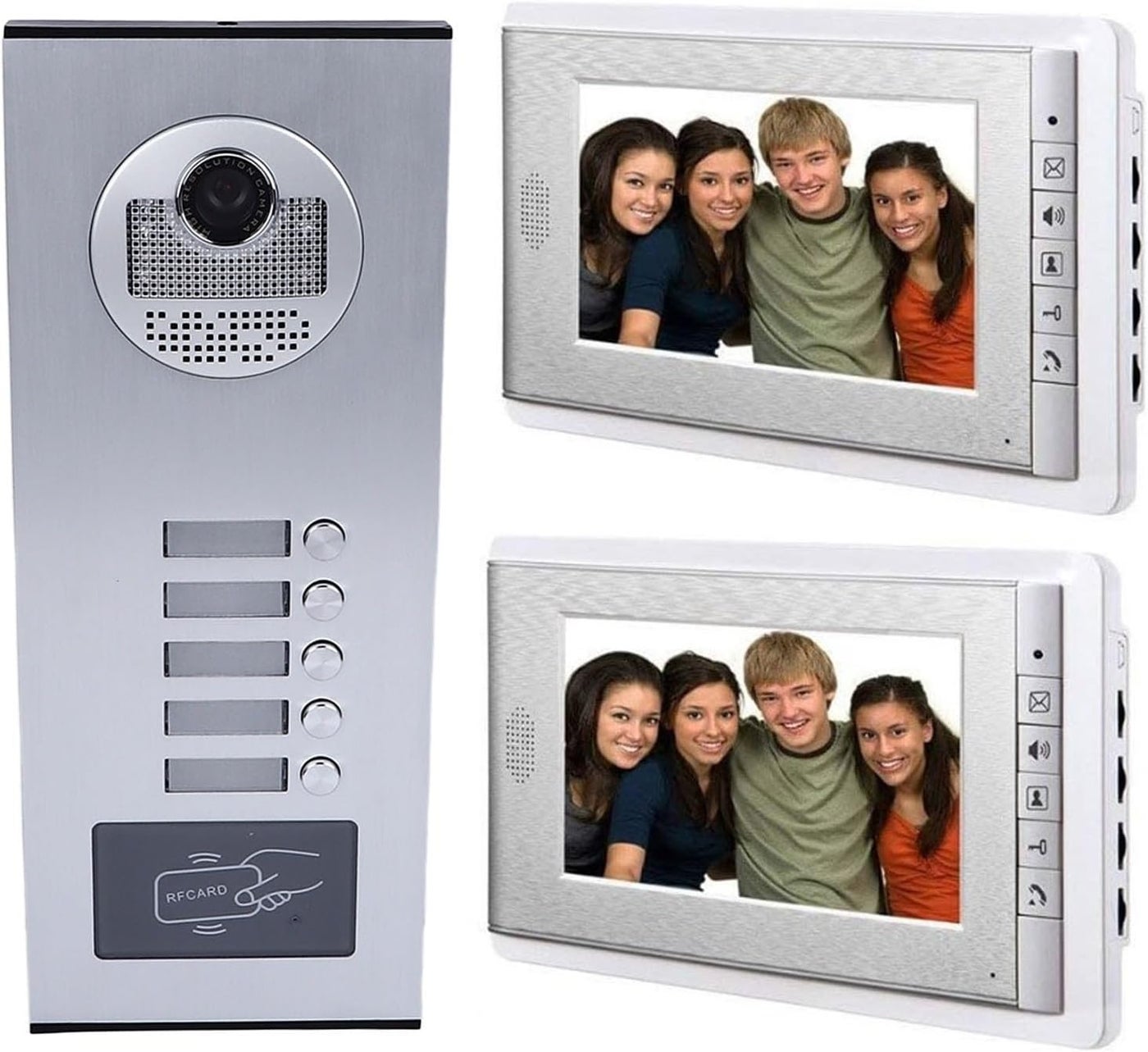 Video Intercom System 7 Inches Video Doorbell Door Phone System with Night Vision Access Control 2 Way Communication Customizable Ringtone for Villa Home Office Apartment (US Plug)