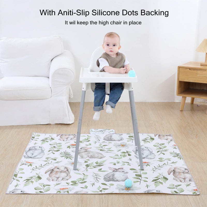 Insular Baby Splat Mat for Under High Chair/Arts/Crafts, Anti Slip and Waterproof Splash Mat for Floor, Portable Picnic Mat, 51x51 Inch, Forest Deer - Image 5