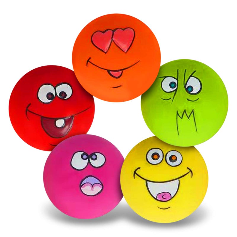 NS Dog ToySqueaky Dog Toys Chewing Durable Teething Latex Rubber Soft Interactive Fetch Play Dog Balls with Funny Face for Puppy Small Medium Pet Dog 5PCS - Image 2