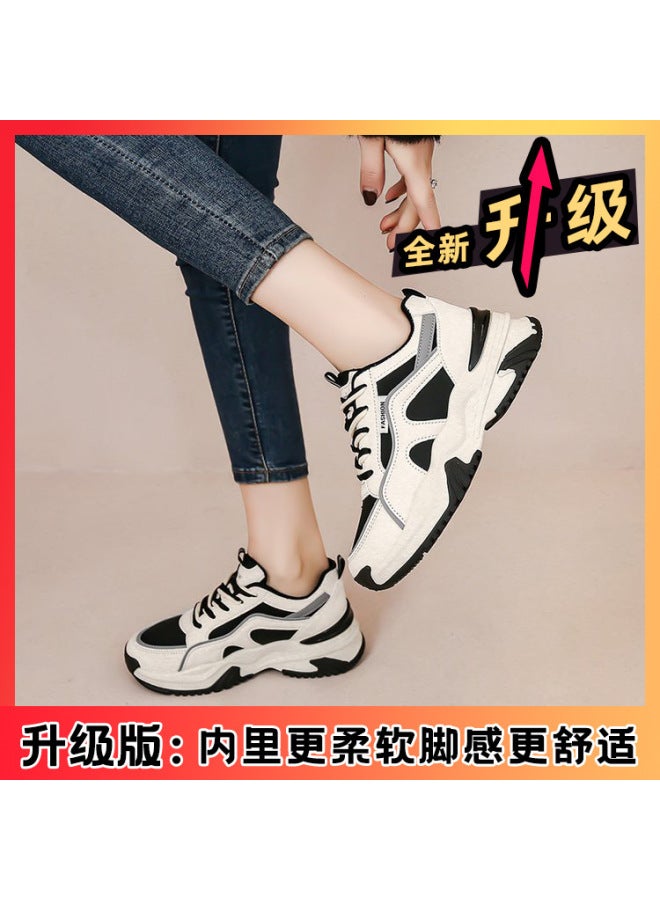 Women's Dad Shoes  Korean Style Rubber Sole Makes Feet Look Smaller Casual Women's Shoes Thick Sole Height-increasing Sneakers Breathable Height-increasing
