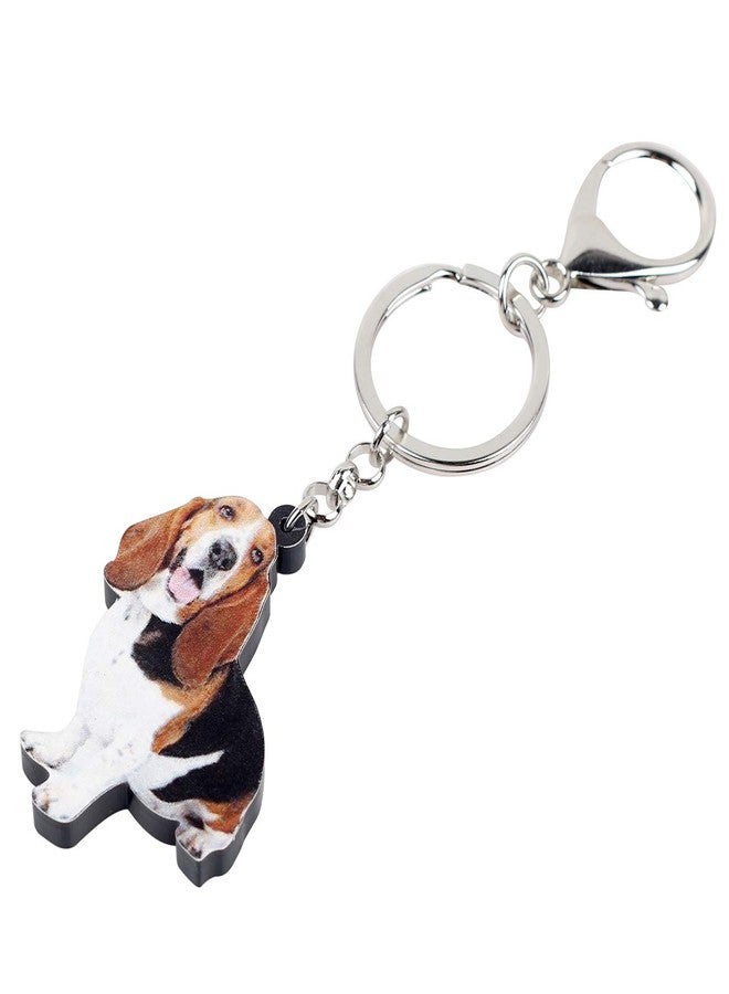 NEWEI Acrylic Basset Hound Keychain Gifts Cute Pets Key Chain Keyrings for Women Girls Bag Purse Accessories Charms (Brown) - Image 3