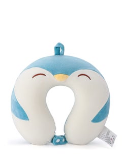 SYOSI Cartoon Headrest & Neck Pillow for Kids Boys & Girls, 100% Pure Memory Foam Penguin Travel Pillow, for Airplane Travel, Road Trip - Neck, Chin Support, Stops Head from Falling Forward, Washable  - Image 1