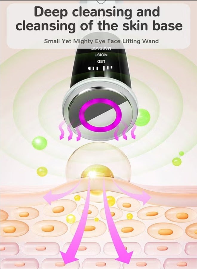 مدلك تجميل للوجه والرقبة 4 في 1 ، علاج بالضوء ب 4 ألوان لشد الوجه باستخدام مكركرنت ، أداة للعناية بالبشرة للبشرة الشابة والمشدودة (أبيض) - Image 5