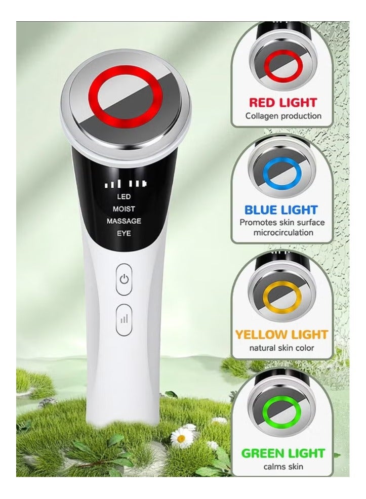 مدلك تجميل للوجه والرقبة 4 في 1 ، علاج بالضوء ب 4 ألوان لشد الوجه باستخدام مكركرنت ، أداة للعناية بالبشرة للبشرة الشابة والمشدودة (أبيض) - Image 2