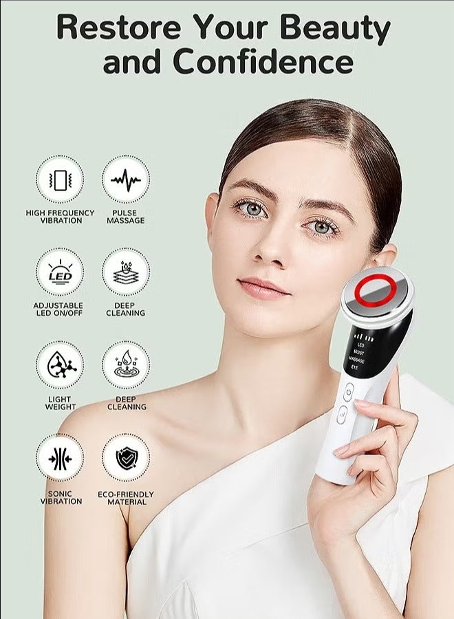 مدلك تجميل للوجه والرقبة 4 في 1 ، علاج بالضوء ب 4 ألوان لشد الوجه باستخدام مكركرنت ، أداة للعناية بالبشرة للبشرة الشابة والمشدودة (أبيض) - Image 4