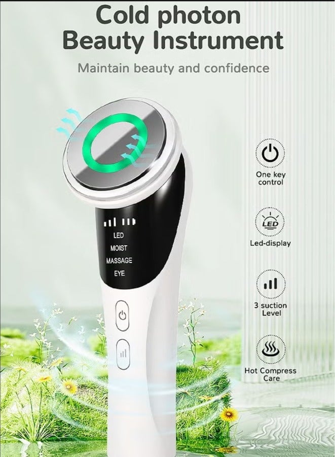 مدلك تجميل للوجه والرقبة 4 في 1 ، علاج بالضوء ب 4 ألوان لشد الوجه باستخدام مكركرنت ، أداة للعناية بالبشرة للبشرة الشابة والمشدودة (أبيض) - Image 3