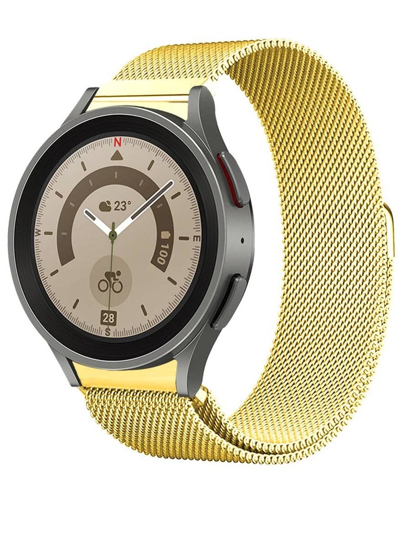 Samsung Galaxy Watch 4, 4 Classic, 5, 5 Pro, 6 And 6 Classic Adjustable Stainless Steel Milanese Mesh Replacement Watch Strap Gold