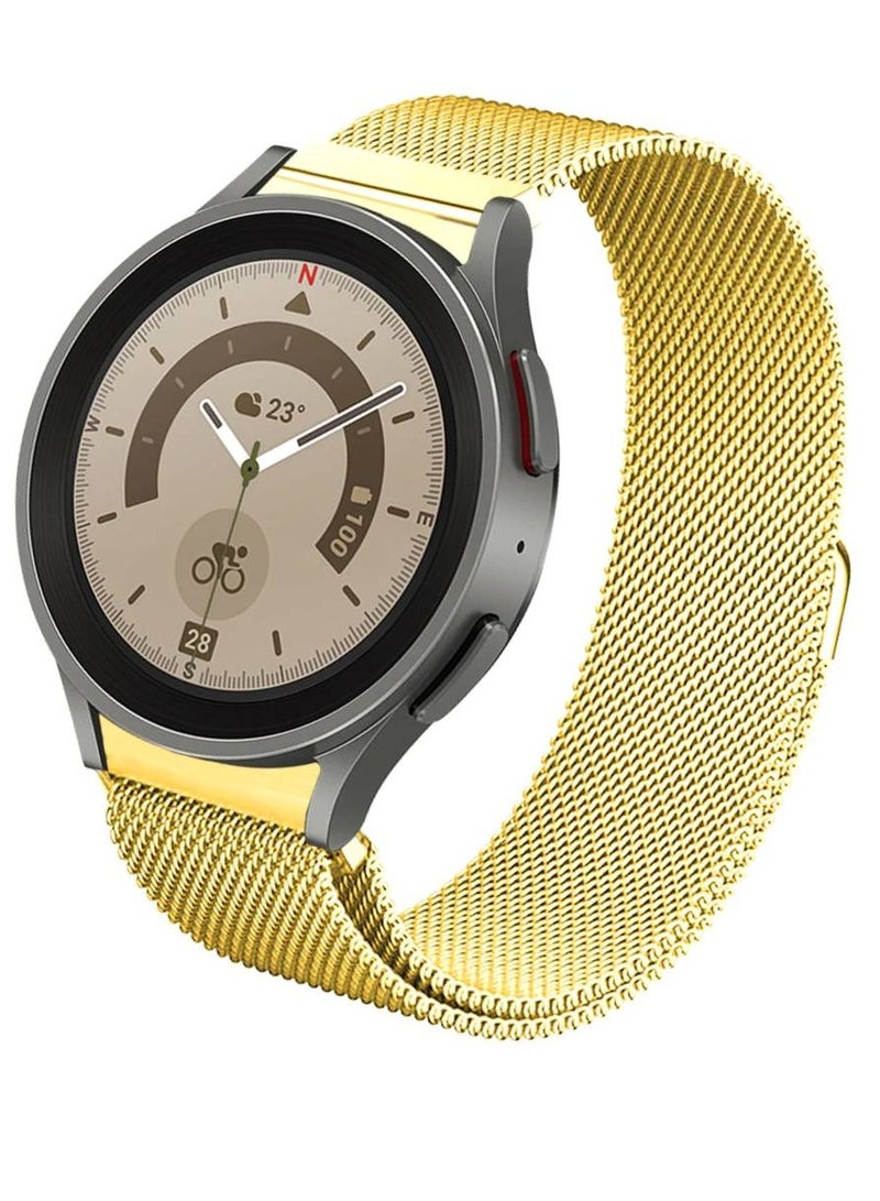 Samsung Galaxy Watch 4, 4 Classic, 5, 5 Pro, 6 And 6 Classic Adjustable Stainless Steel Milanese Mesh Replacement Watch Strap Gold