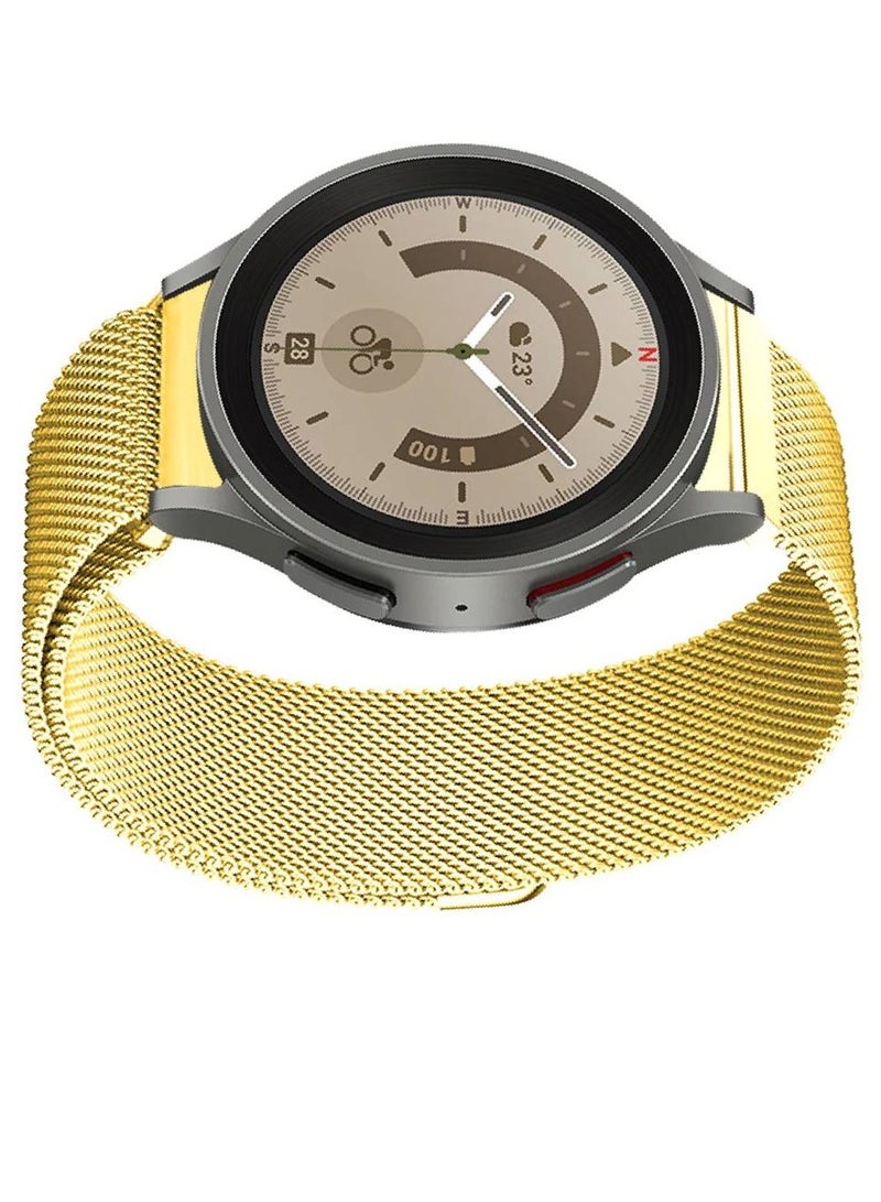 Samsung Galaxy Watch 4, 4 Classic, 5, 5 Pro, 6 And 6 Classic Adjustable Stainless Steel Milanese Mesh Replacement Watch Strap Gold