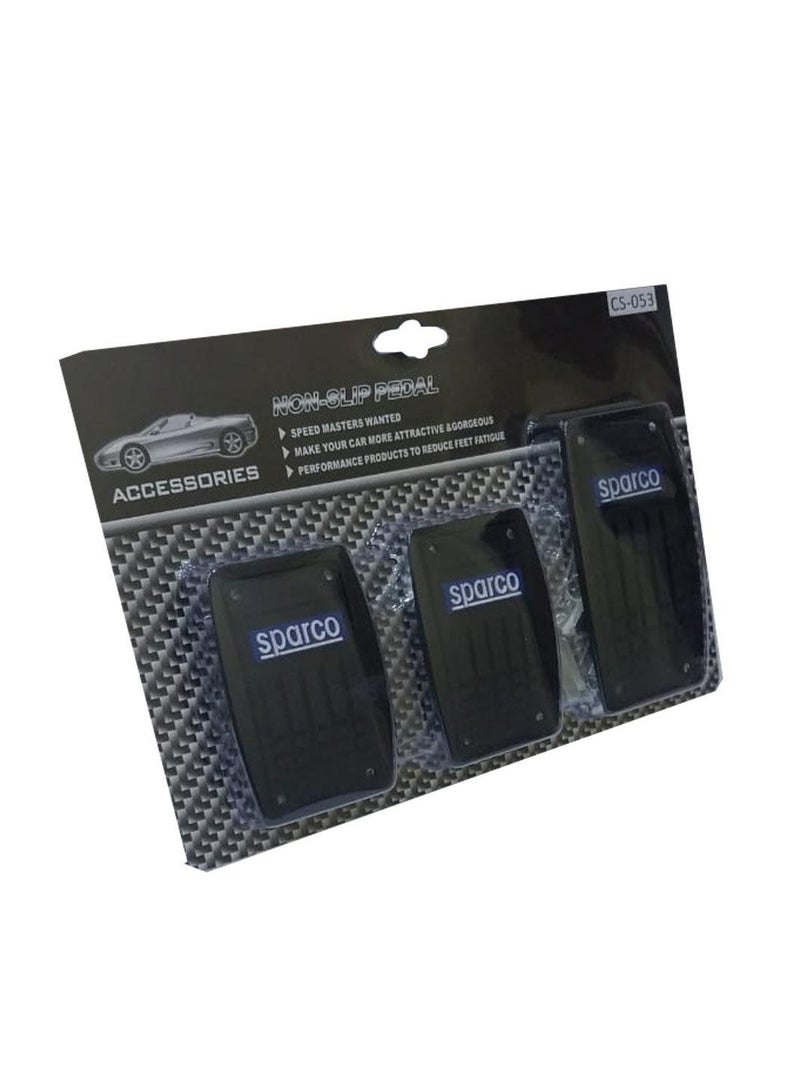 SPARCO CS-053 Universal Black Pedal Covers Set of 3 Gas and Brake Pedal Covers, Strong and Durable Car Accessory Replaces Old Pedal Covers and Gives You a Better Driving Experience - Image 2