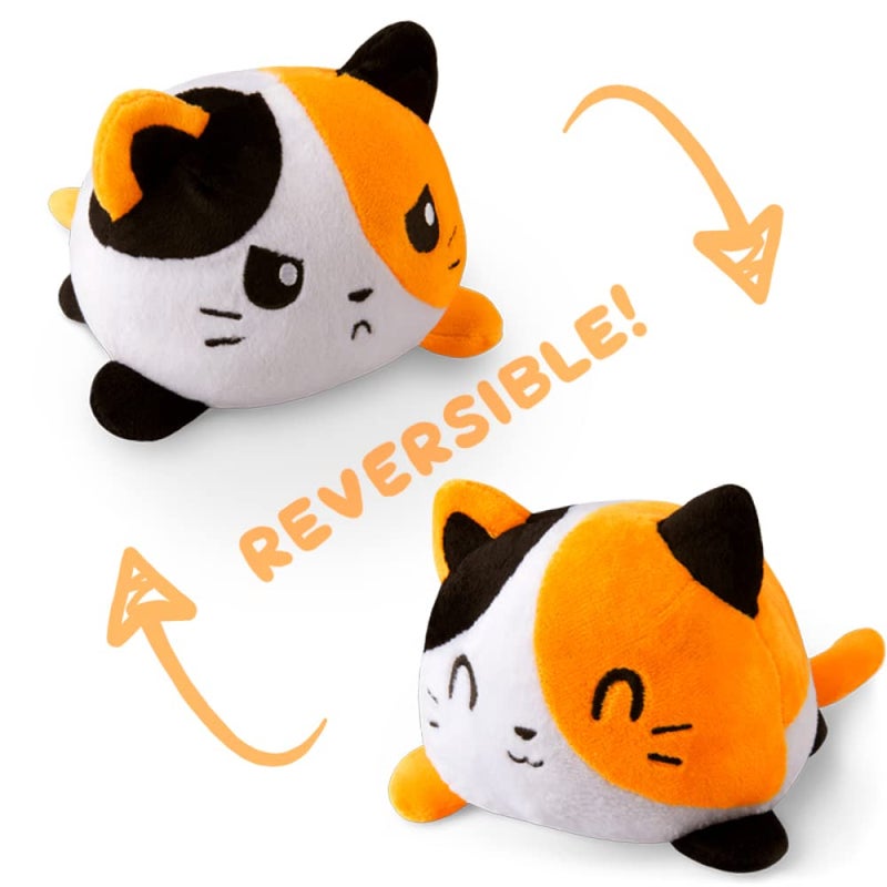 TeeTurtle - The Original Reversible Cat Plushie - Calico - Cute Sensory Fidget Stuffed Animals That Show Your Mood - Image 3