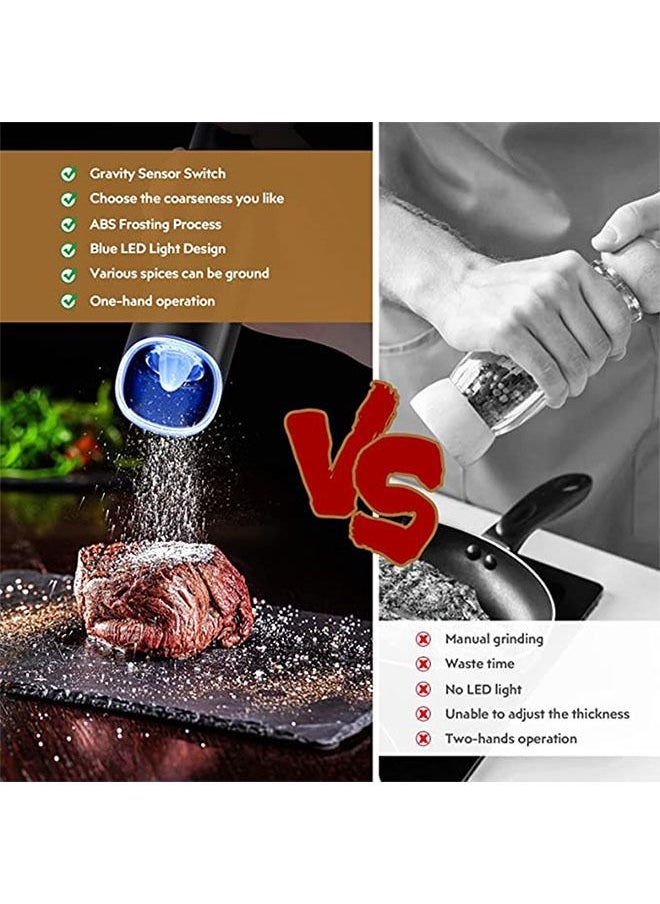 Arabest - مجموعة مطحنة الملح والفلفل الكهربائية، مطحنة الفلفل الأسود، مجموعة مطحنة الملح والفلفل الأوتوماتيكية تعمل بالبطارية، مطحنة الفلفل مع إمكانية تعديل درجة الخشونة، مطحنة الفلفل قابلة لإعادة التعبئة - Image 1