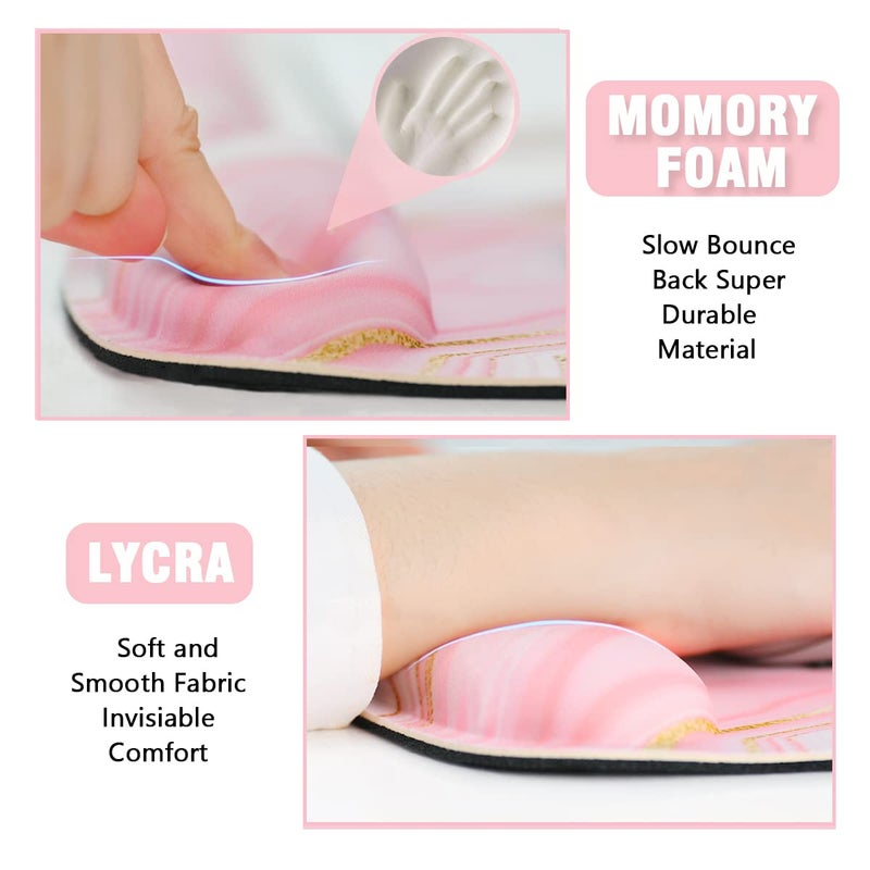 Yunoble Memory Foam Ergonomic Keyboard Wrist Rest Pad and Mouse Wrist Rest Support Mouse Pad Set for Office Gaming Easy Typing-Pink Fluid - Image 3
