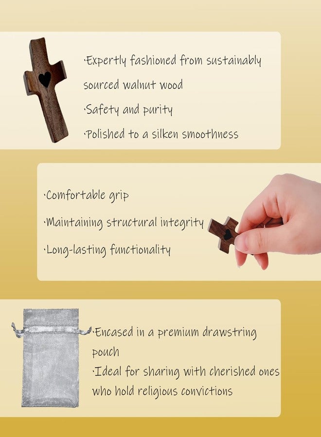 Wooden Cross My Heart, Handcrafted Handmade Pocket Wood Cross, Fingertip Stress and Anxiety Relief, Clutching, Clinging and Praying, Religious Encouragement Gift Present(5) - Image 5