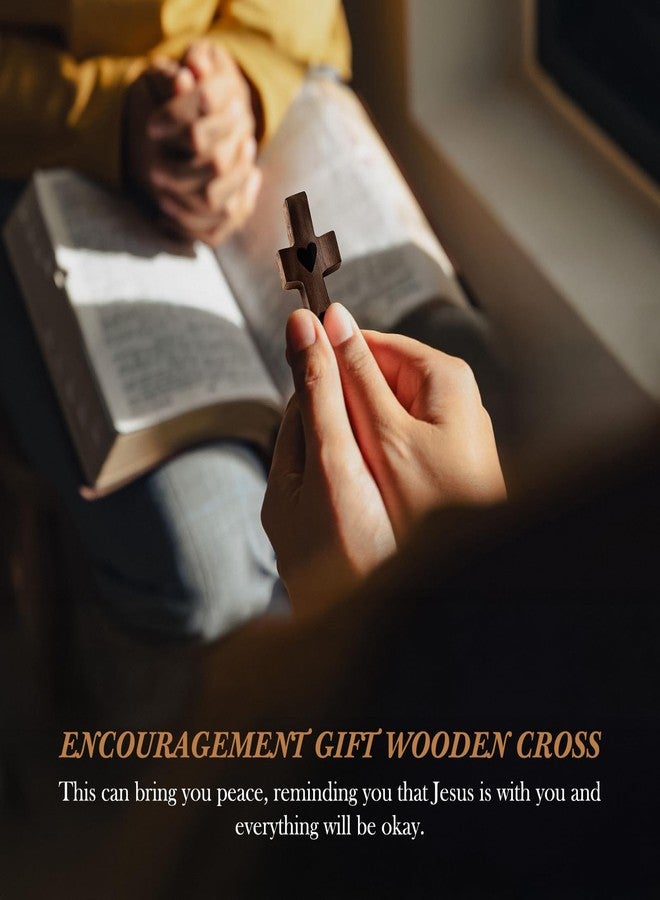 Wooden Cross My Heart, Handcrafted Handmade Pocket Wood Cross, Fingertip Stress and Anxiety Relief, Clutching, Clinging and Praying, Religious Encouragement Gift Present(5) - Image 3