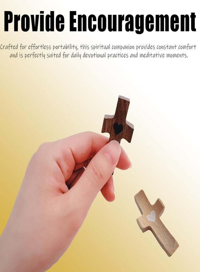 Wooden Cross My Heart, Handcrafted Handmade Pocket Wood Cross, Fingertip Stress and Anxiety Relief, Clutching, Clinging and Praying, Religious Encouragement Gift Present(5) - Image 4