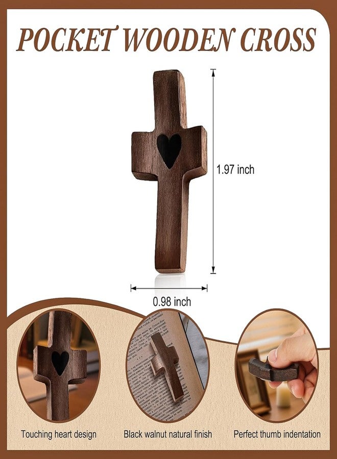 Wooden Cross My Heart, Handcrafted Handmade Pocket Wood Cross, Fingertip Stress and Anxiety Relief, Clutching, Clinging and Praying, Religious Encouragement Gift Present(5) - Image 2
