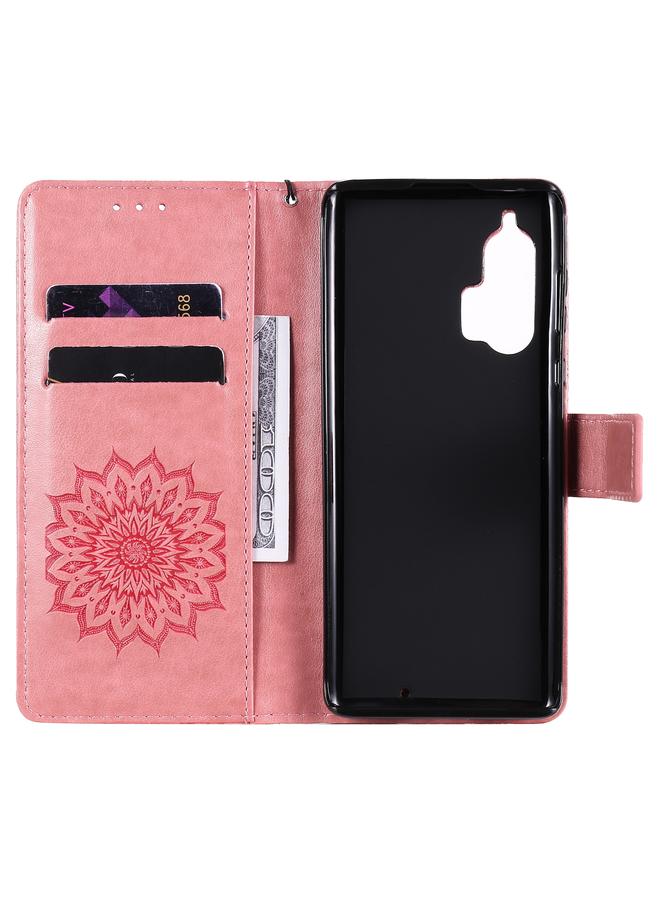 S-TOP Case For Motorola Edge Plus Pressed Printing Sunflower Pattern Horizontal Flip PU Leather Case with Holder & Card Slots & Wallet & Lanyard - Image 4