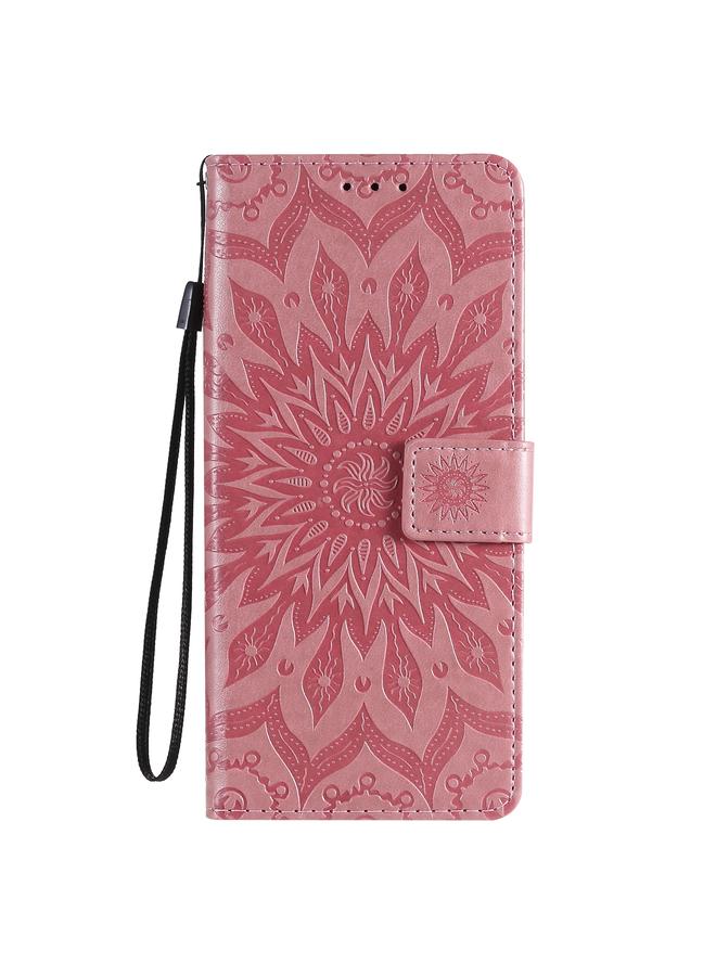 S-TOP Case For Motorola Edge Plus Pressed Printing Sunflower Pattern Horizontal Flip PU Leather Case with Holder & Card Slots & Wallet & Lanyard - Image 2