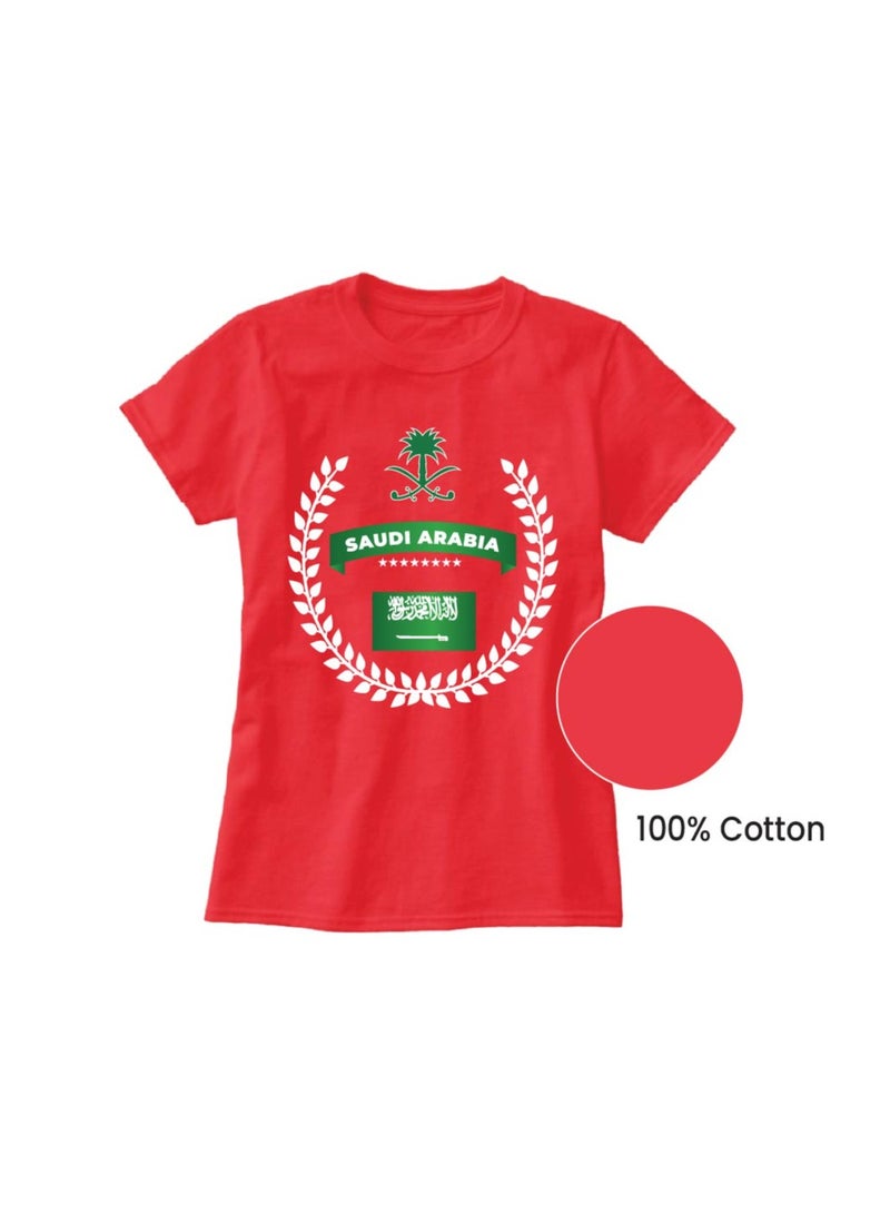 Saudi Arabia National Day Women's T-Shirt – Short Sleeve Round Neck Soft Cotton Tshirt - Perfect For Celebrating Saudi National Day, Events - Image 5