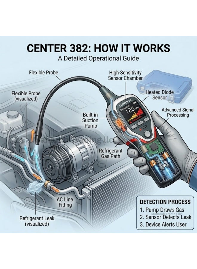 CENTER 382 Advanced Refrigerant Leakage Detector High Sensitivity Gas Leak Tester with Built in Pump and Flexible Probe - Image 5