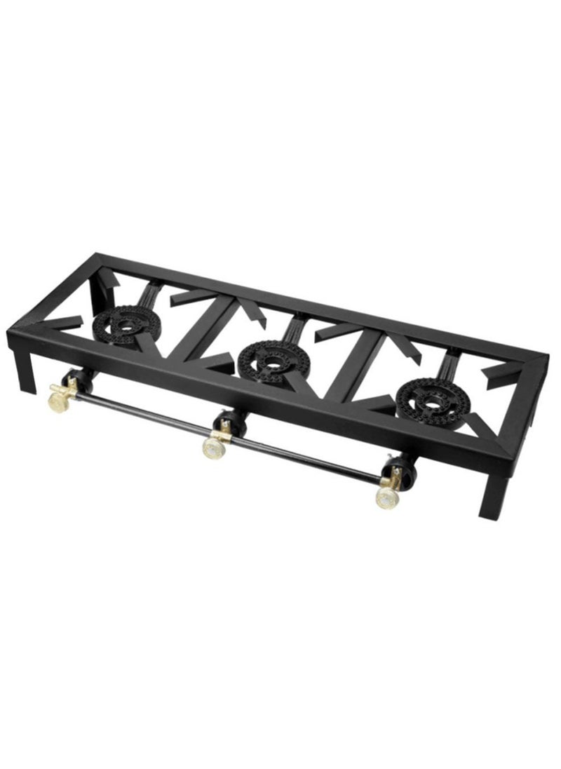 A TO Z Heavy Duty Black Cast Iron Gas Burner Stove – 3 Burners – Large Size: 70x24.5 cm – Ideal for Indoor and Outdoor Cooking – Durable and Efficient  - Image 2