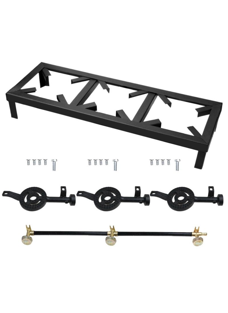 A TO Z Heavy Duty Black Cast Iron Gas Burner Stove – 3 Burners – Large Size: 70x24.5 cm – Ideal for Indoor and Outdoor Cooking – Durable and Efficient  - Image 3