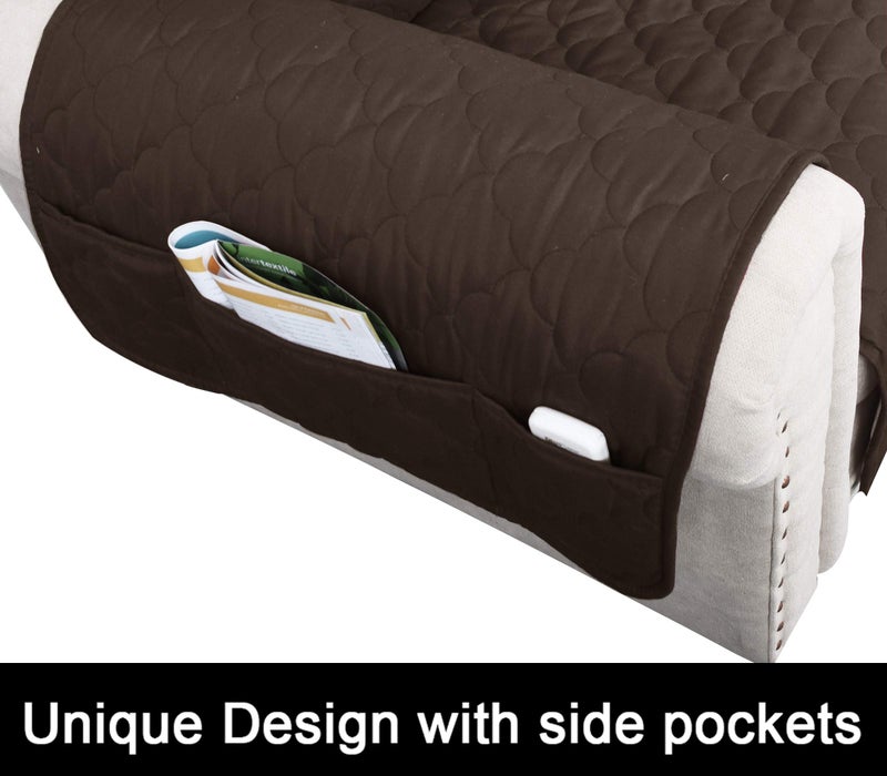 CHHKON 100% Waterproof Sofa Cover Pet Furniture Protectors for Sofas Couch Covers for Dogs Sofa Cover with Side Pockets (Chocolate, 68'') - Image 5