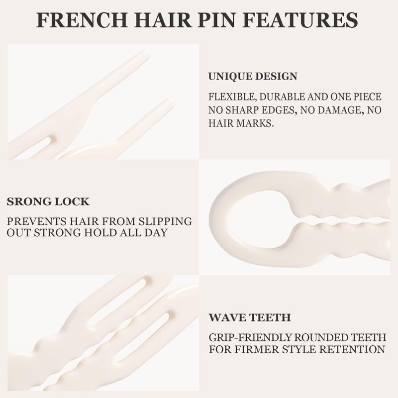Sunolga 6 PCS 2.83 in Small French Hair Pins for Women, Prestige Hair Pins for All Hair, Curved Shape for Better Head Fit Hair Accessories, Serrated Anti-Slip Design Hairpins - Image 4