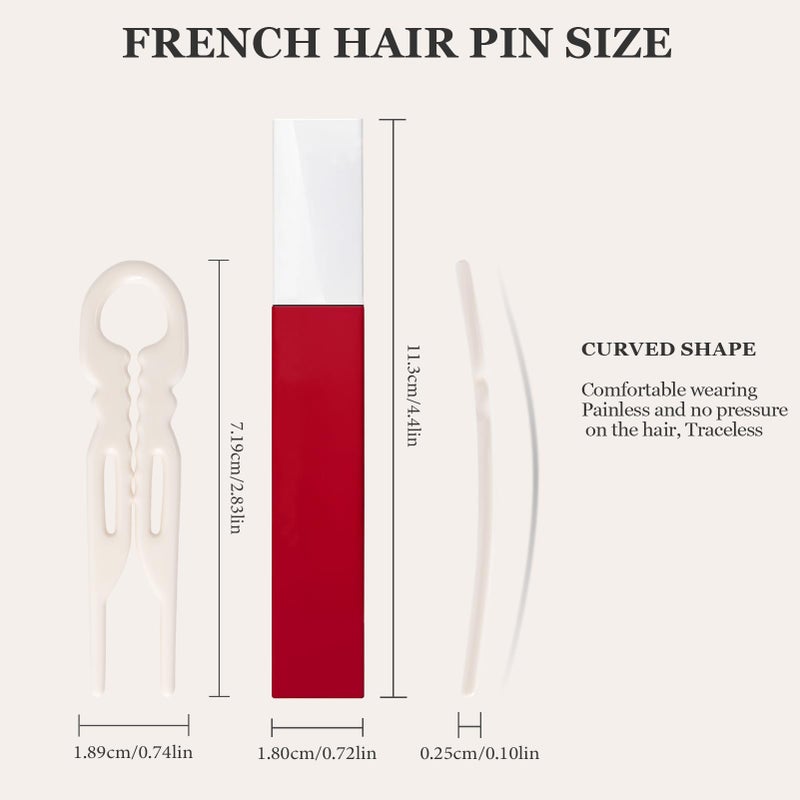 Sunolga 6 PCS 2.83 in Small French Hair Pins for Women, Prestige Hair Pins for All Hair, Curved Shape for Better Head Fit Hair Accessories, Serrated Anti-Slip Design Hairpins - Image 2