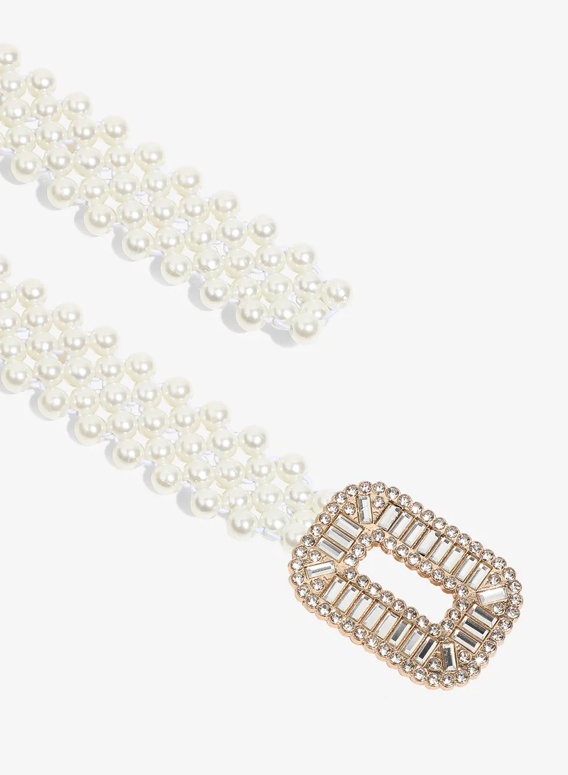 Haute Sauce White Solid Waist Belt