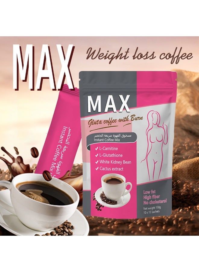 MA Wins Town Fat Burning Coffee Mix Powder: L-Carnitine + Glutathione + White Kidney Bean Extract. 10g per packet / 15 packets total. Weight Management Assistant - Image 3