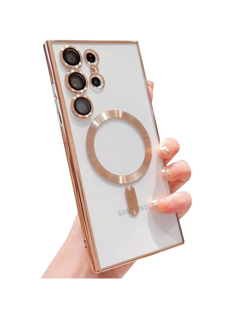 Ipefet Magnetic Clear Case for Galaxy S24 Ultra Case,Compatible with MagSafe, Love Heart Design Electroplated Case Soft TPU Shockproof Full Camera Lens Protective Case for Samsung Galaxy S24 Ultra - Image 1