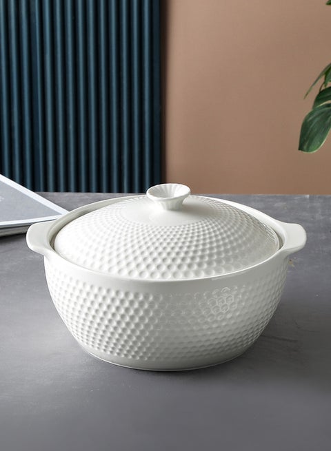 Porcelain Soup Bowl With Lid White 10.25 Inch