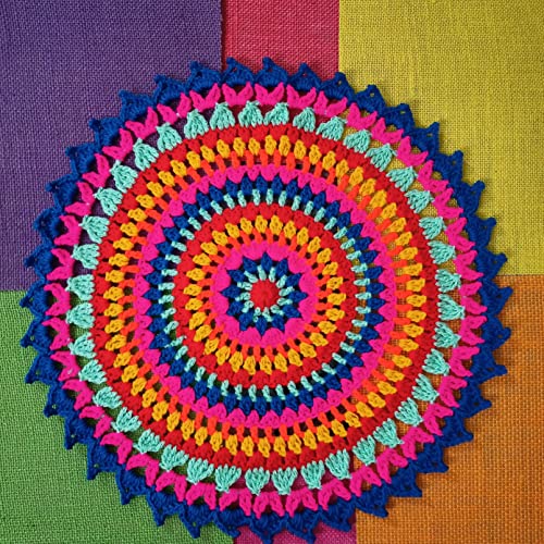 Ritika Craft® Woolen Crochet Handmade Mandala Doily/placemat/Table mat (16 inch) for Dreamcatcher - Image 1