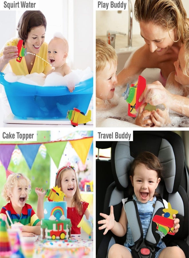 Puzzled DolliBu Biplane Squirter Bath Toy - Floating Rubber Airplane Baby Toy, Cute Airplane Toys for Kids, Fun Toddler Bath Squirt Toys for Pool, Bathtub, or Beach - Image 3