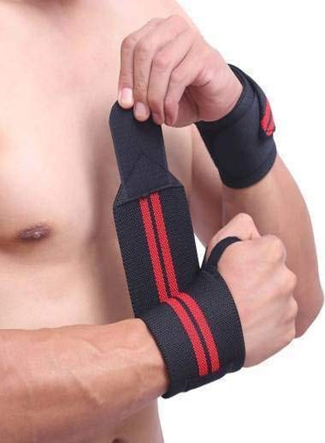 serveuttam Leosportz weight Lifting wrist comfort support (Free size,Red Black) (Red) - Image 1